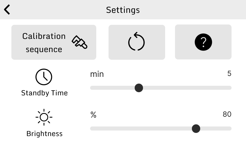Main Settings page